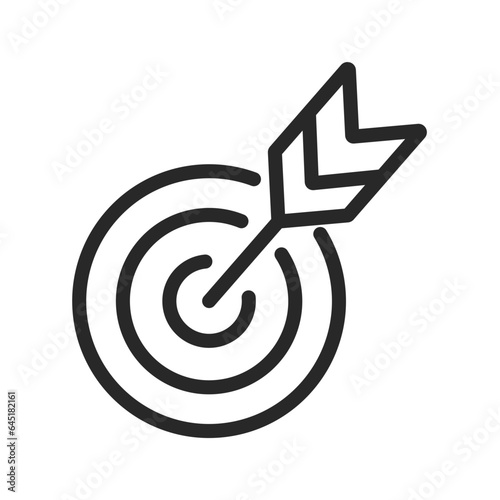 Target outline icon vector, aim with arrows sign symbol illustration, target line icon trendy flat style isolated on white background.