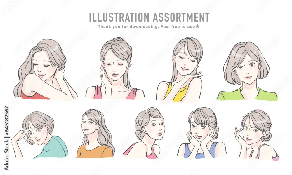 女性のイラスト素材セット 女性のイラスト素材セット