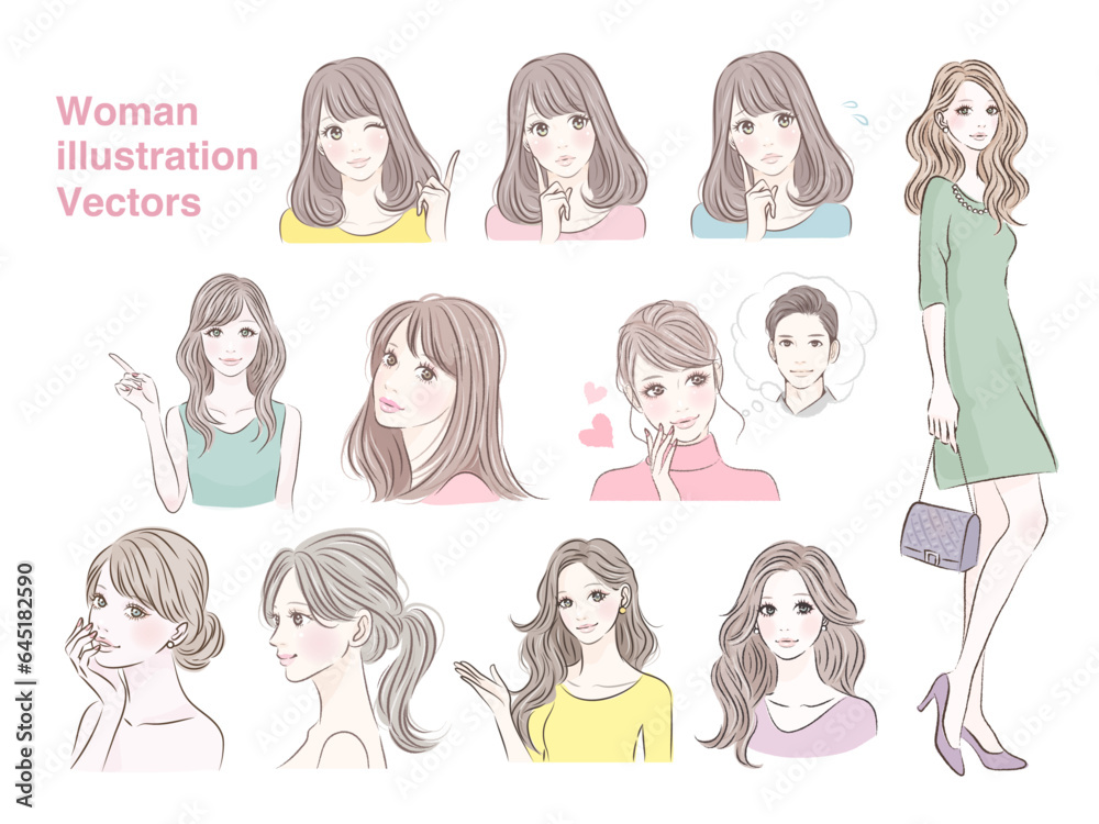 女性のイラスト素材セット 女性のイラスト素材セット
