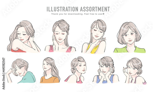 女性のイラスト素材セット