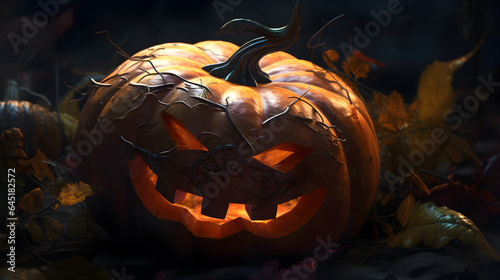 Happy Halloween and Scary Night pumkin background. AI Generative