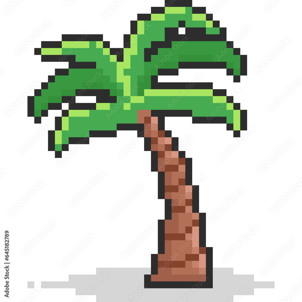 Fototapeta premium Pixel art cartoon coconut tree