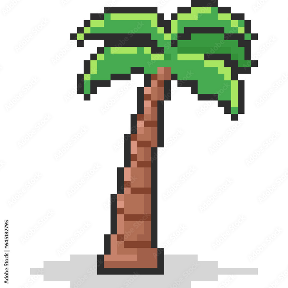 Obraz premium Pixel art cartoon coconut tree 3