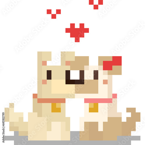 Pixel art cartoon dog couple character