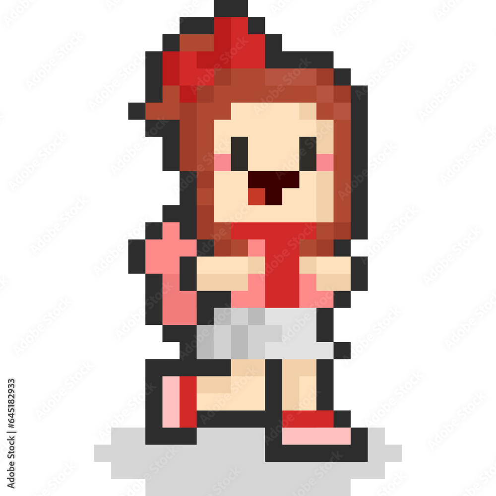 Fototapeta premium Pixel art cartoon kid with backpack 3