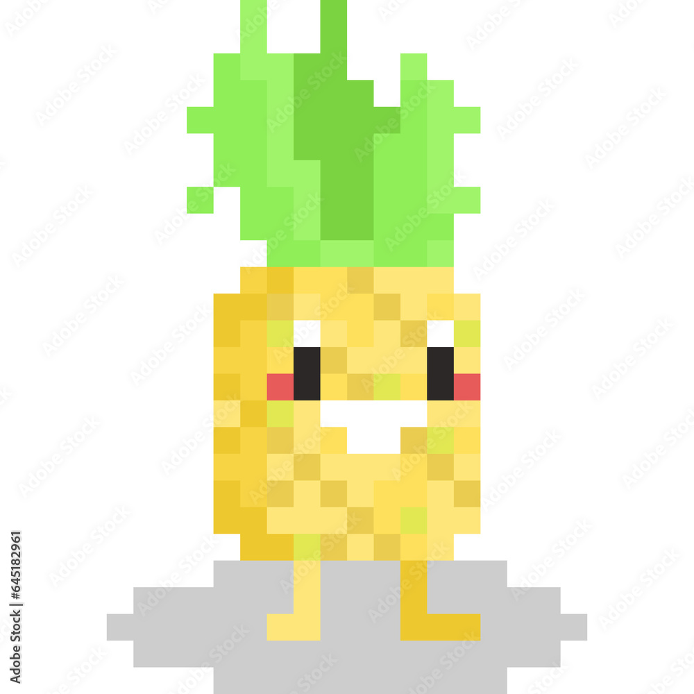 Pixel art cartoon pineapple character