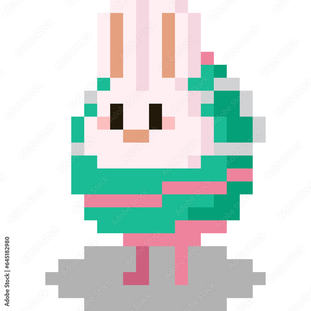 Pixel art cartoon rabbit with mascot suit 4 Pixel art cartoon rabbit with mascot suit 4