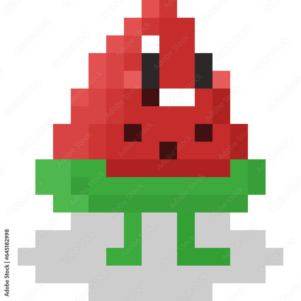 Pixel art cartoon watermelon character Pixel art cartoon watermelon character