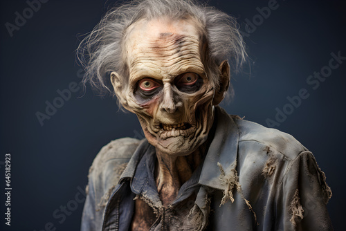 studio portrait of zombie old senior man