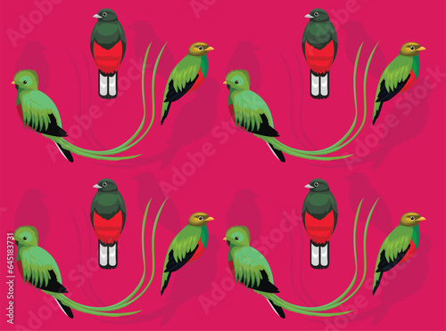 Bird Quetzal Cartoon Seamless Wallpaper Background
