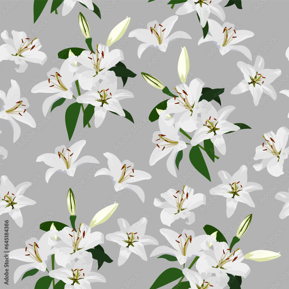 A seamless pattern of Lily flower. vector illustration. flower background.