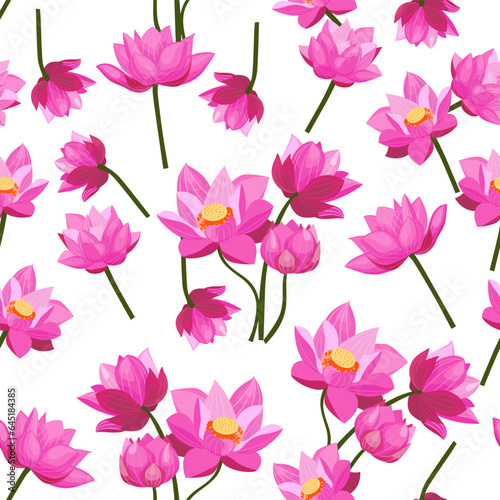 Fototapeta Naklejka Na Ścianę i Meble -  A seamless pattern of Lotus flower. vectior illustration. flower background.
