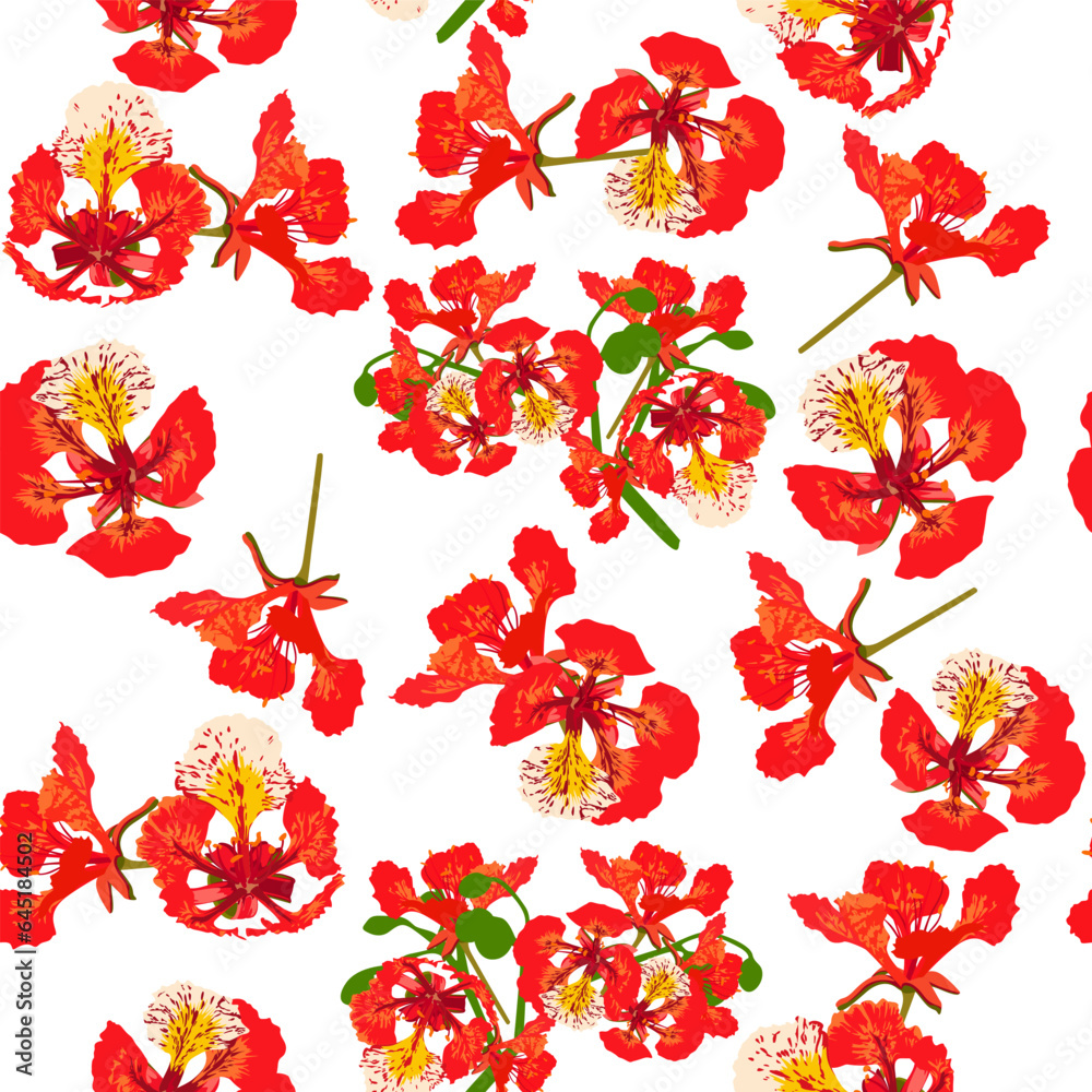 custom made wallpaper toronto digitalA seamless pattern of colorful flame tree flowers. vector illustration. Colorful flower background.
