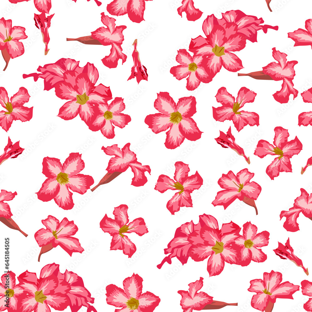 A seamless pattern of Desert rose flower. vector illustration. Desert rose flower background.