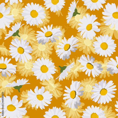 A seamless pattern of Daisy flowers. vector illustration.