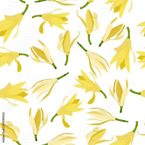 A seamless pattern of Champaka flower. vector illustration. flower background.
