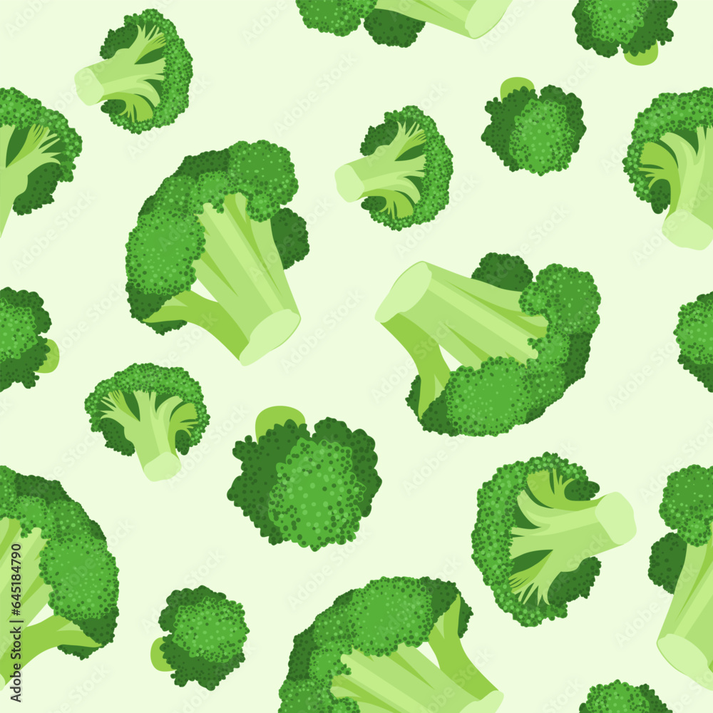 A seamless pattern of Broccoli. vector illustration.