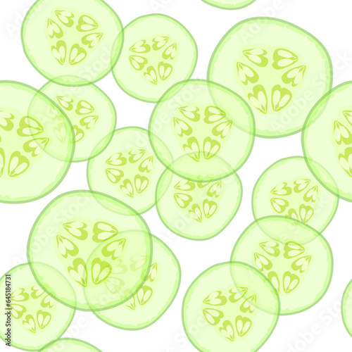 A seamless pattern of sliced cucumbers. vector illustration.