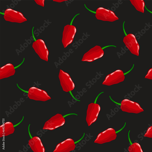 A seamless pattern of Chili. vector illustraton.