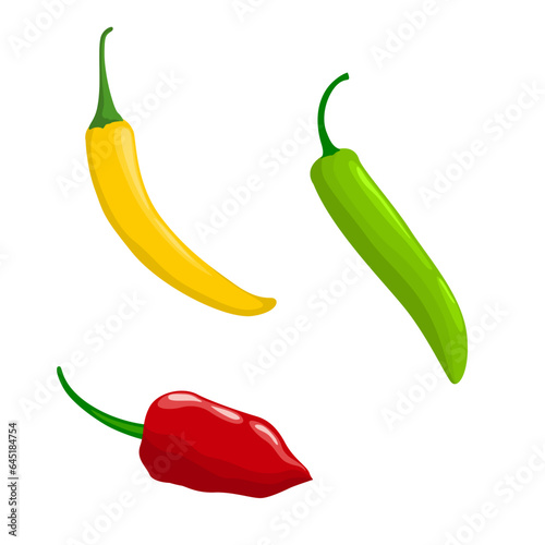 Set of Chili isolated on a white background.