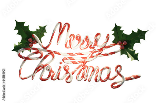 3D Illustration, Merry Christmas  text Calligraphic .