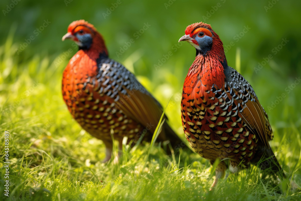 Red tragopans in the wild