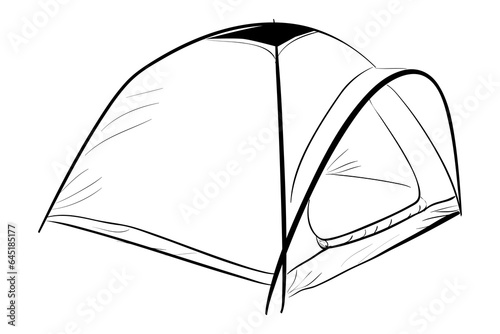 simple vector dome tent doodle hand draw sketch, isolated on white