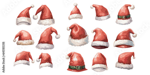 watercolor santa hat clipart for graphic resources