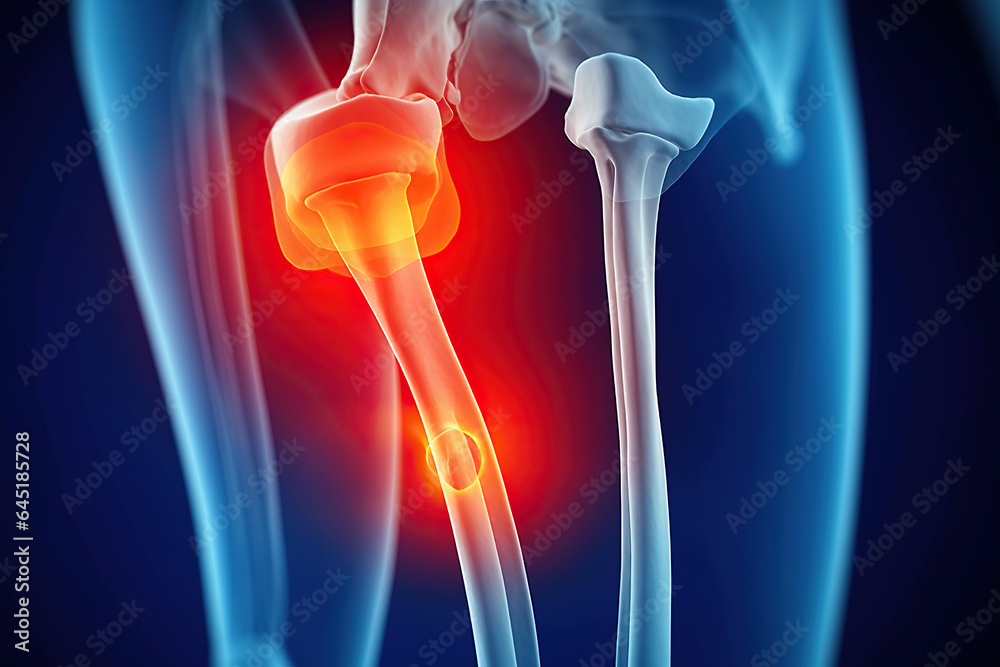 X-ray of human painful hip joint, medical concept.  - obrazy, fototapety, plakaty 