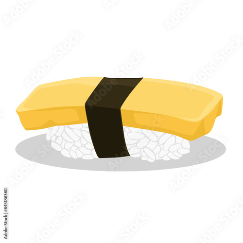 Vector illustration of tamago sushi on white background 
