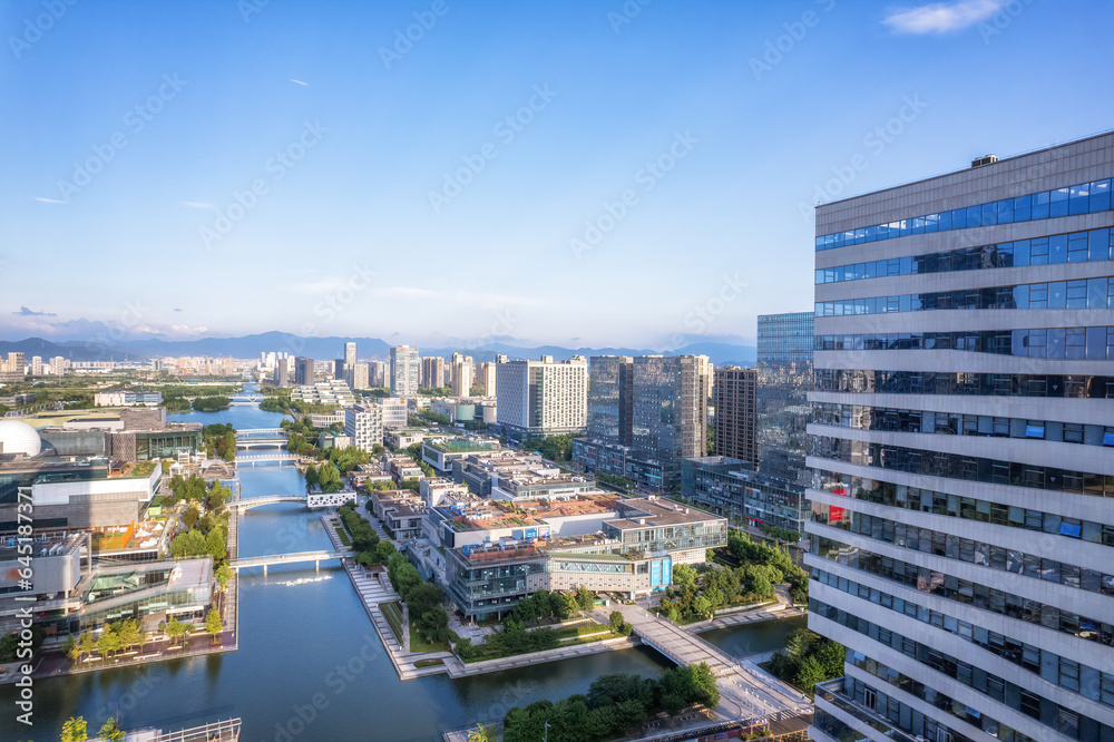 Obraz premium Aerial photography of modern urban architectural landscape of Ningbo, China
