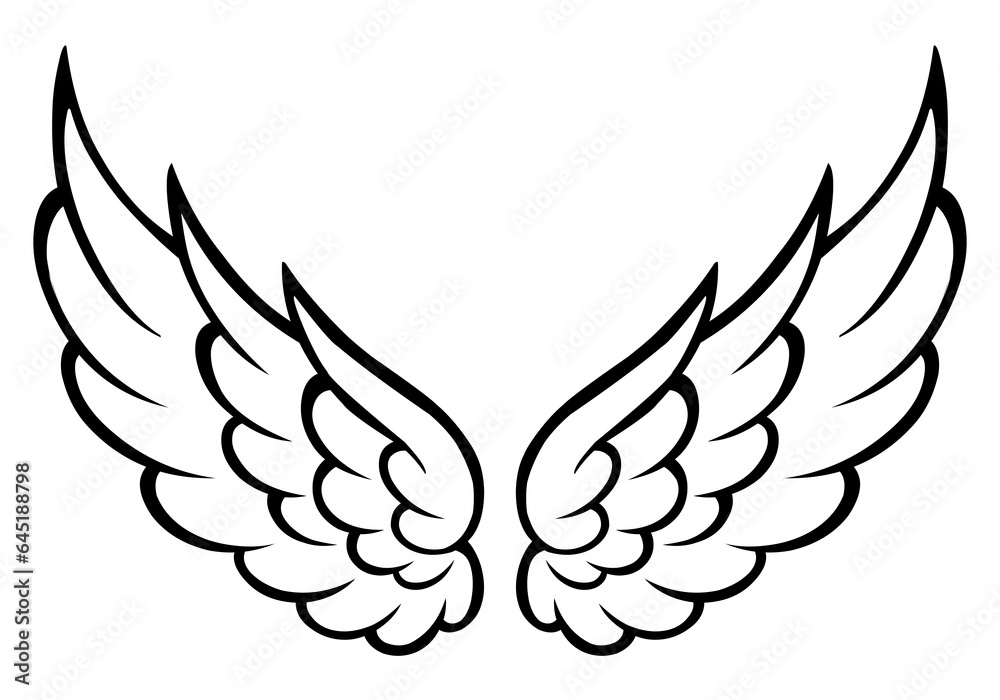 Obraz premium vector angel wings line art style