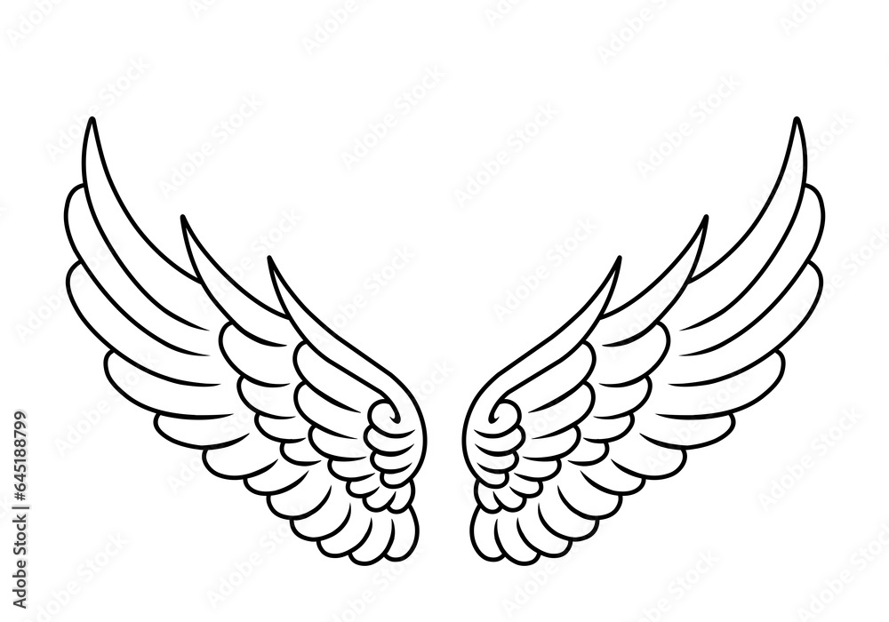 Obraz premium vector angel wings line art style 