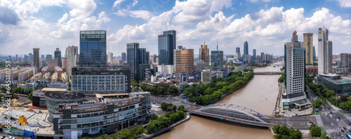 Aerial photography of modern urban architectural landscape in Shaoxing, China