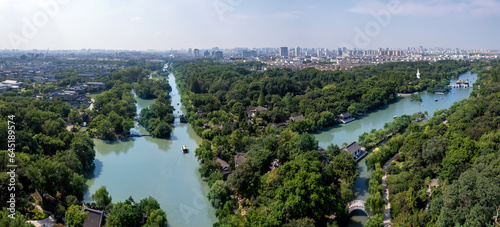 Aerial photography of Slender West Lake Park scenery in Yangzhou, China photo