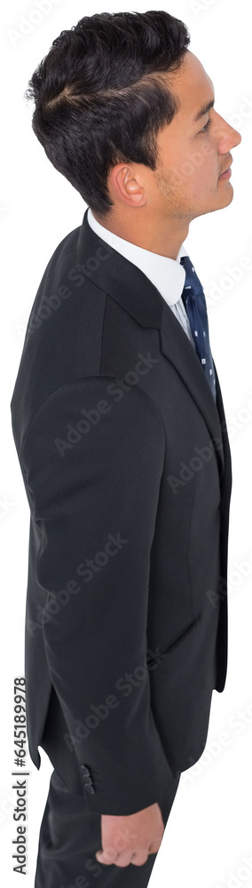 Obraz premium Digital png photo of biracial businessman on transparent background