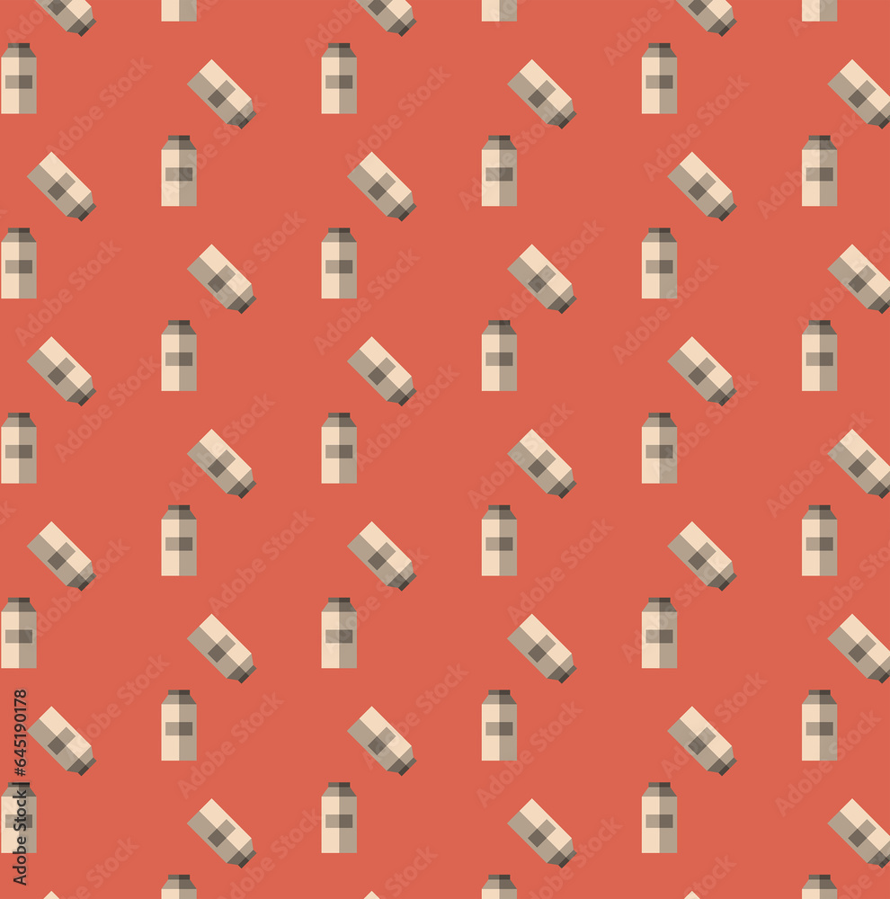 Digital png illustration of colourful bottle pattern on red and transparent background