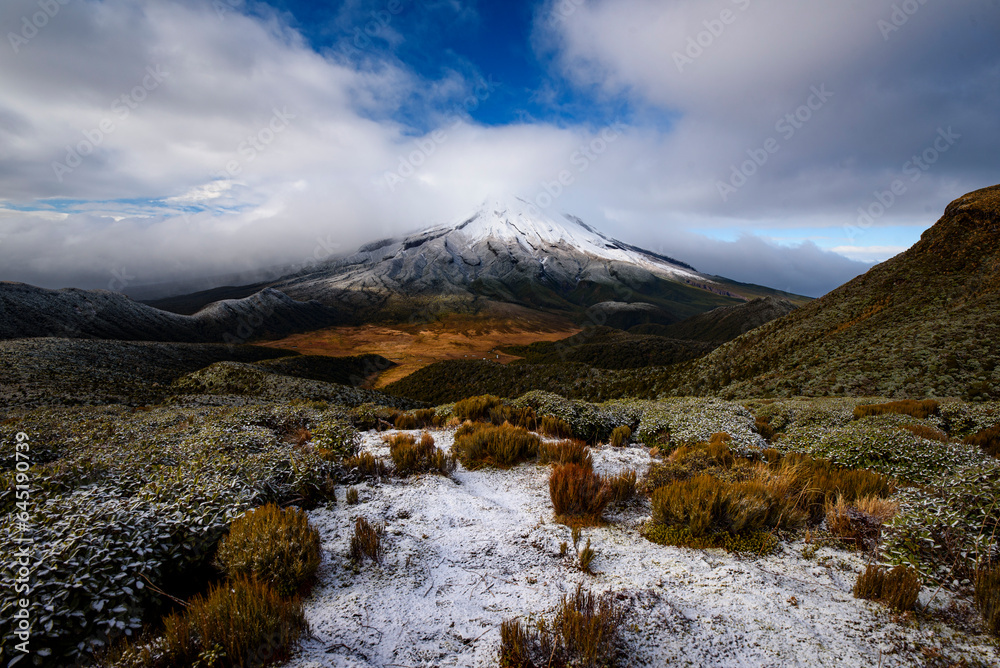 Winter view of Mt. Taranaki, New Zealand	