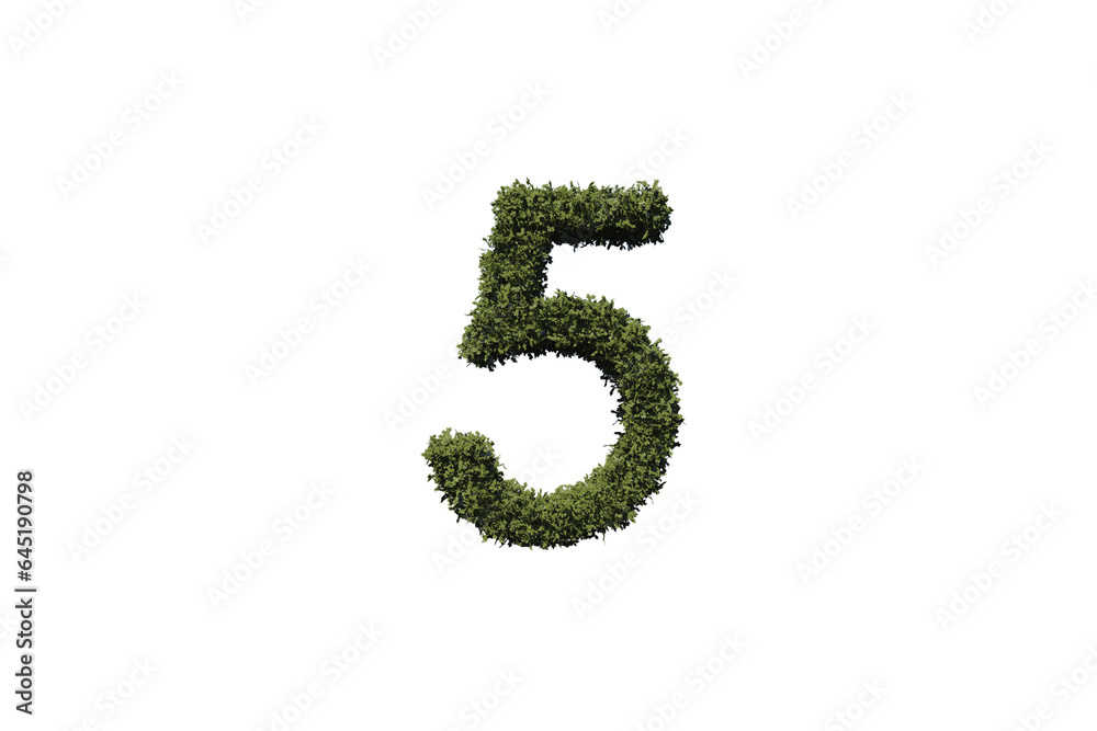Digital png illustration of number 5 with leaves on transparent background Digital png illustration of number 5 with leaves on transparent background
