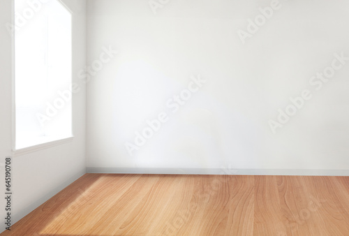 white room with window and wooden floor 3d render © Fahidh