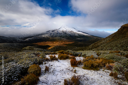Winter view of Mt. Taranaki, New Zealand 