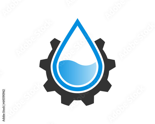 Water drop in the gear wheel vector illustration