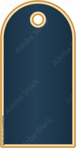 Digital png illustration of blank blue and gold label on transparent background