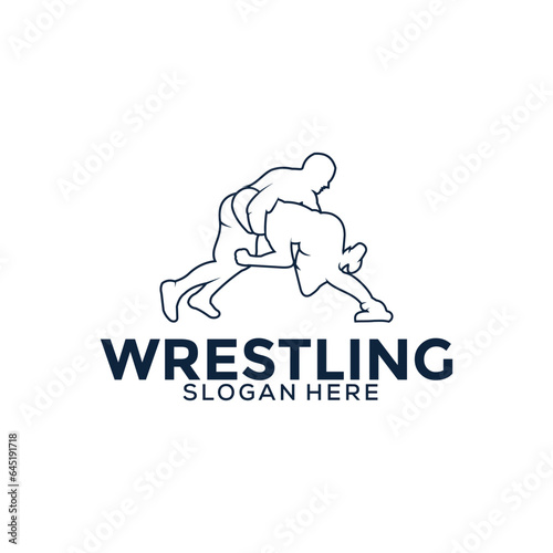 Wrestling logo template, Wrestling Sport logo vector template