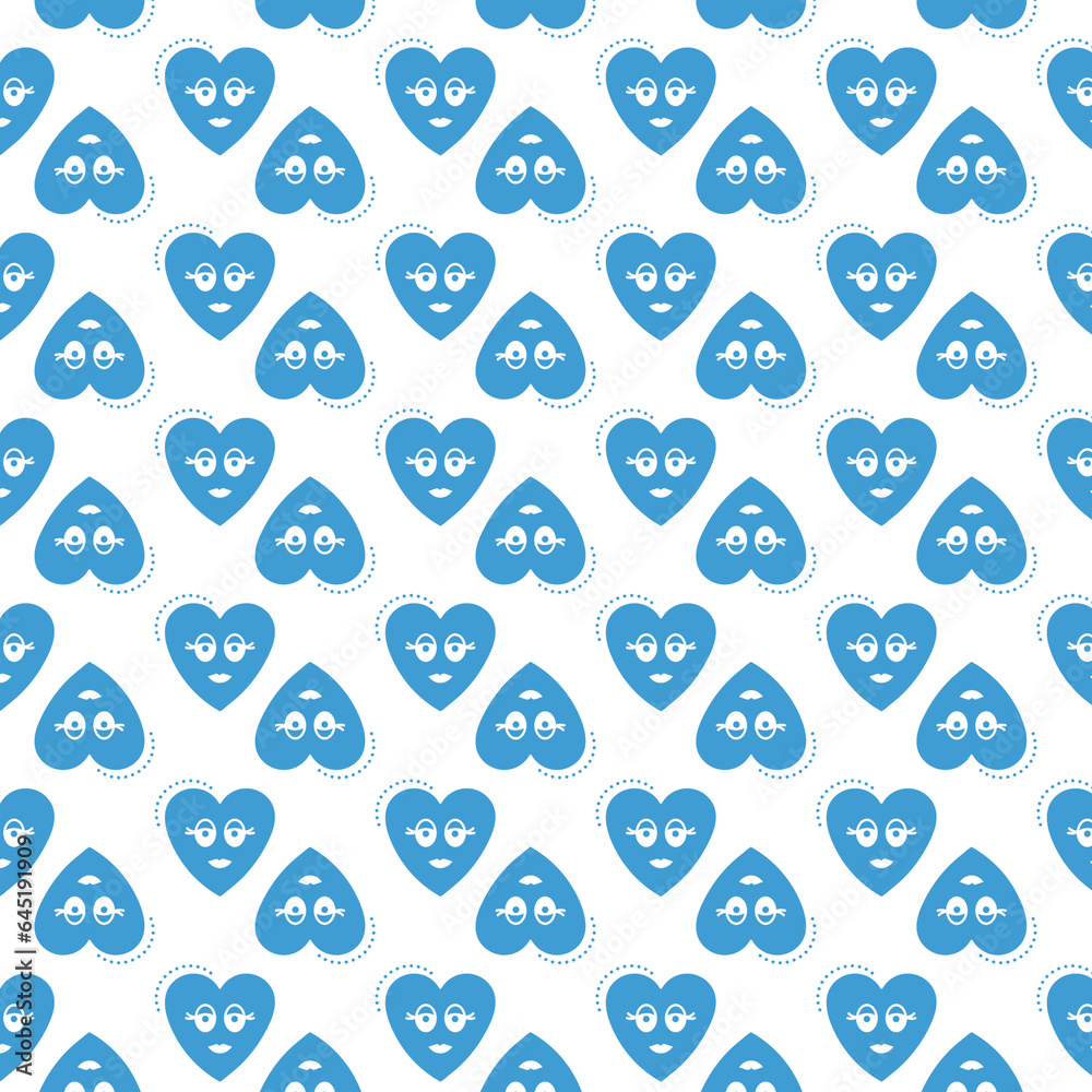 Digital png illustration of blue hearts with faces repeated on transparent background Digital png illustration of blue hearts with faces repeated on transparent background