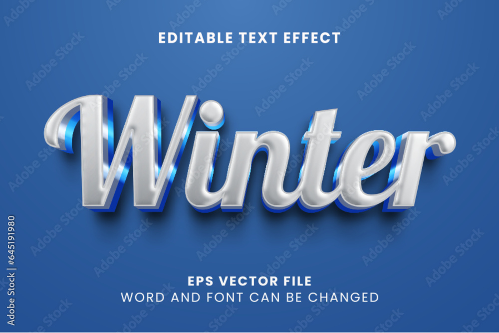 Blue winter season 3d vector text effect