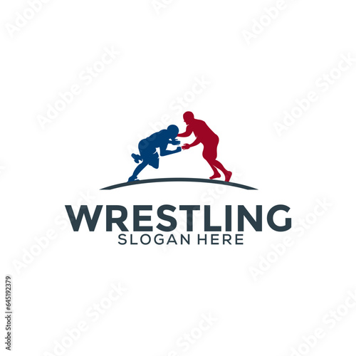 Wrestling logo template, Wrestling Sport logo vector template
