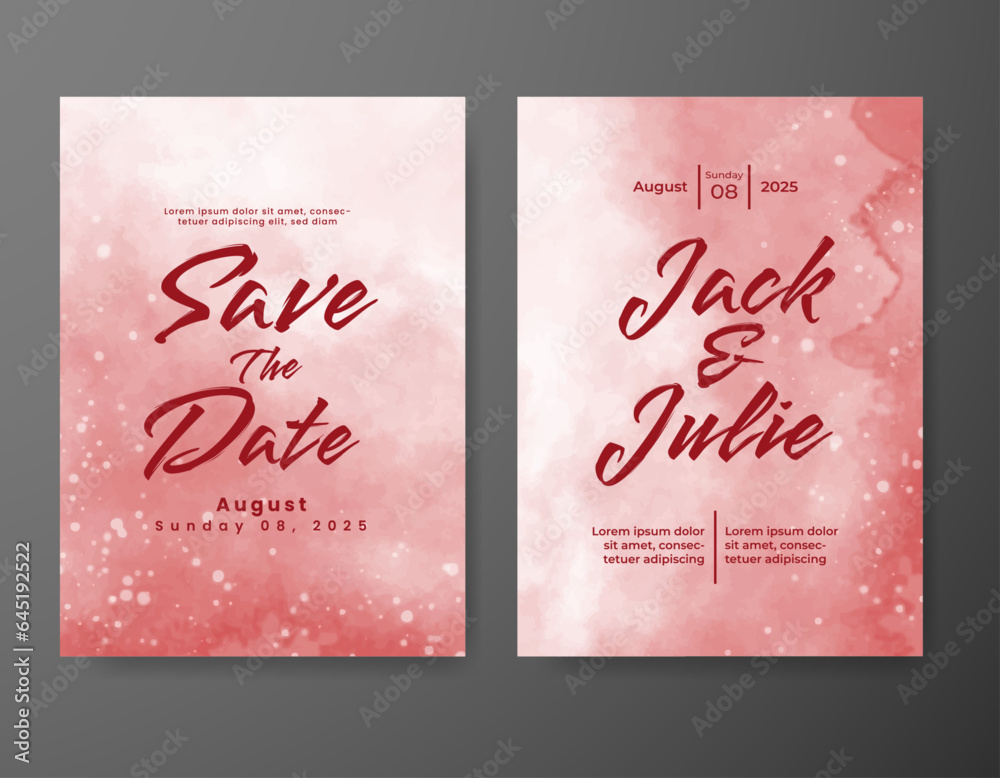 Wedding invitation with abstract watercolor background