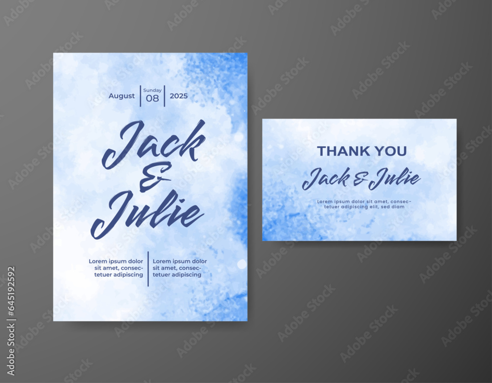 Fototapeta premium Wedding invitation with abstract watercolor background