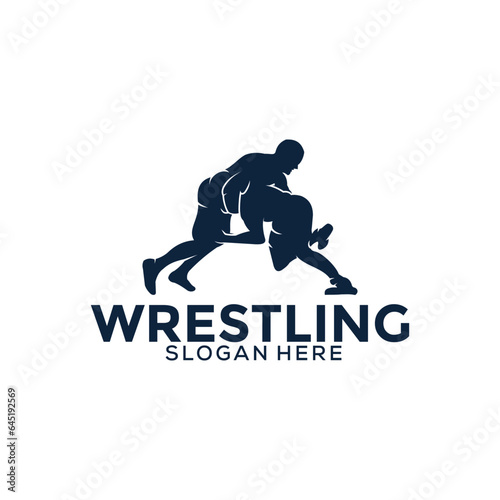 Wrestling logo template, Wrestling Sport logo vector template